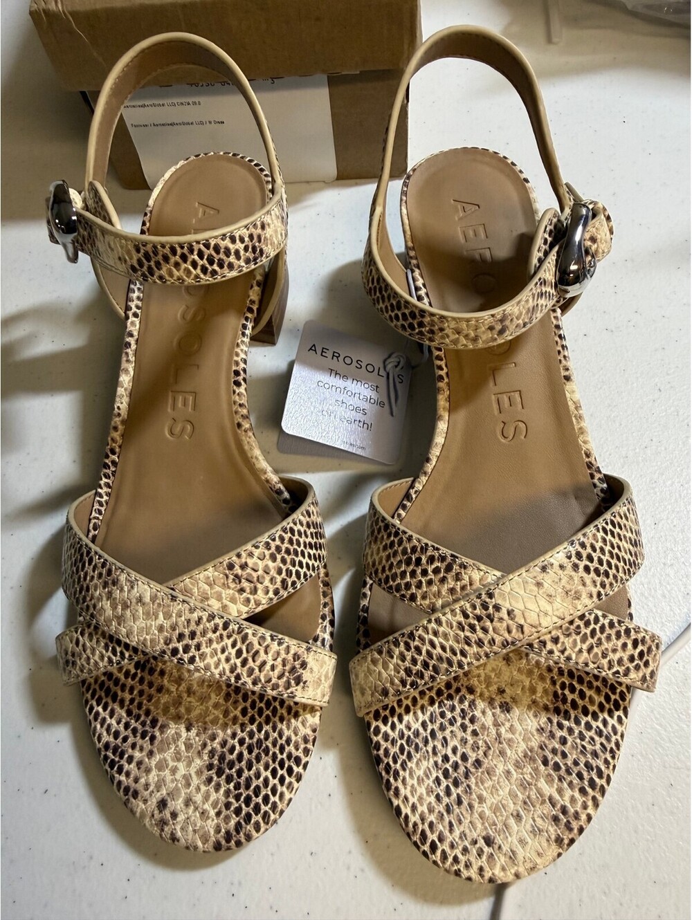 Aerosoles Cinzia Women's Dress Sandals Size 9M Snake Print